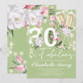 Convite Fabulosa aniversário de 30 anos Floral de luxo