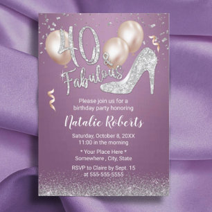 Convite Fabulosa aniversário de 40 anos de 40 Rapariga Ro
