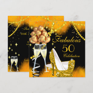 Convite Fabulosa Celebração de 50 Anos com Champanhe Festa