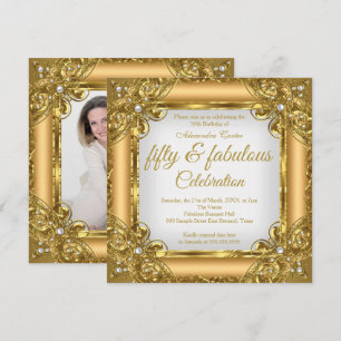 Convite Fabulosa Festa de Aniversário 50 Photo elite Gold 