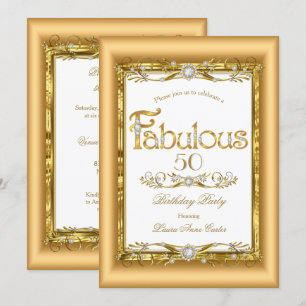 Convite Fabulosa Festa de Aniversário com Ouro Branco e Di