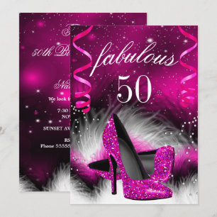 Convite Fabulosa Festa de Aniversário de 50 Saltos Altos R