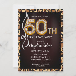 Convite Fabulosa Festa de aniversário de impressão 50 Leop