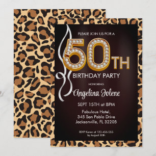 Convite Fabulosa Festa de aniversário de impressão 50 Leop
