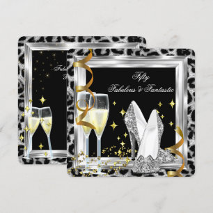 Convite Fabulosa Festa de Aniversário dos 50 Leopardos de 