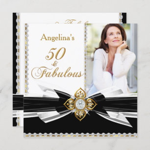 Convite Fabulosa Festa de aniversário Dourada de 50 Fotos 
