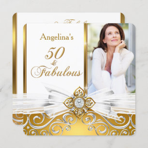 Convite Fabulosa Festa de aniversário Dourada do Damasco b