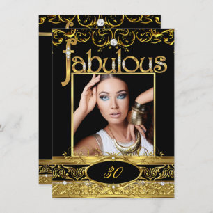 Convite Fabulosa Festa de aniversário Dourada Floral A Pre