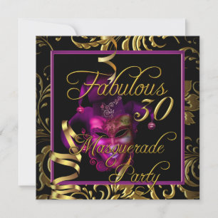 Convite Fabulosa Festa de Aniversário Mascarada 30 Dourado