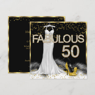 Convite Fabulosa Festa de Aniversário Preto Dourado Branco