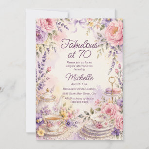Convite Fabulosa Festa de Chá Floral em Aquarela para 70 A