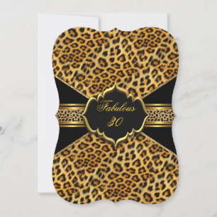 Convite Fabuloso 30 Dourado Preto Leopardo 30º Aniversário