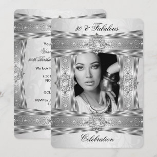 Convite Fabuloso 30 Elegante Diamante Joia Prata Branco Fo