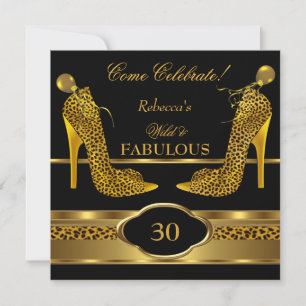 Convite Fabuloso 30 Leopardo Selvagem Dourado Cheetah High