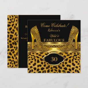 Convite Fabuloso 30 Leopardo Selvagem Dourado Cheetah High
