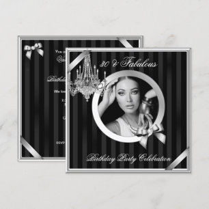 Convite Fabuloso 30 Lustre Elegante Prata Preto Foto