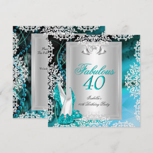 Convite Fabuloso 40 Aniversário de 40 anos Sapatos Azuis T
