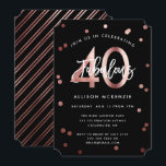 Convite Fabuloso 40 | Na moda de Rosa Dourado moderno Aniv<br><div class="desc">Celebre sua fabulosa festa de aniversário de 40 anos com esses convites de festas modernos e elegantes com letras de pincel e falsa ouro rosa / chic preto,  design de moda. A cor de fundo pode ser alterada em "personalizar mais". Parte da coleção "Fabuloso 40º".</div>