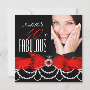 Convite Fabuloso 40 Pérolas Preto Branco Foto Aniversário