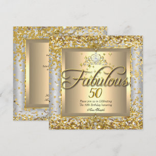 Convite Fabuloso 50º Princesa Festa Prata Cinza