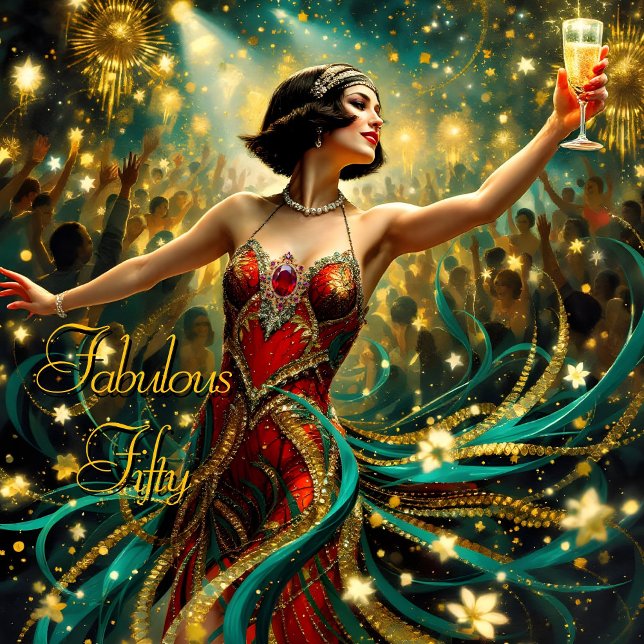 Convite Fabuloso 50 1920 Art déco flapper Esmeralda Vermel (Criador carregado)