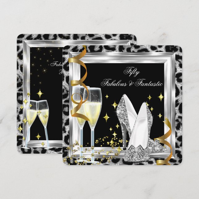 Convite Fabuloso 50 Aniversário do Leopardo de Prata (Frente/Verso)