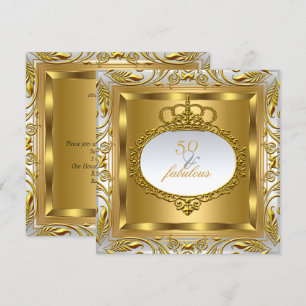 Convite Fabuloso 50 Elite Elegante Dourado Prata Aniversár