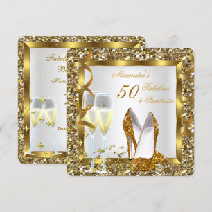 Convite Fabuloso 50 Fantásticos Saltos Dourados Festa de A
