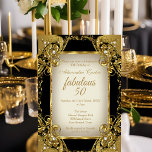 Convite Fabuloso 50 Foto, Ouro preto bege, Partido Pérola<br><div class="desc">Foto: café preto Elite Beige Ouro 50ª Festa de aniversário Dourado, Elegante Branco e Convite para Ornamentados. Moldura de cadarço de pérolas elegante. Qualquer Aniversário da idade. Personalize com seus próprios detalhes e idade. Modelo para qualquer idade de aniversário, 16, 16, 16, Quinceanera 15, 18, 20, 21ruas, 30, 40, 50,...</div>