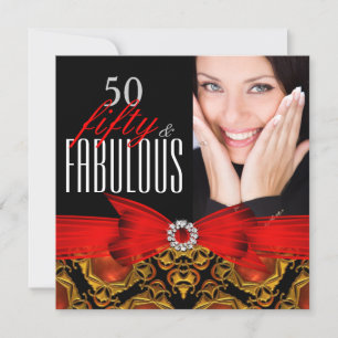Convite Fabuloso 50 Joias Vermelhas e Pretas Festa de Aniv