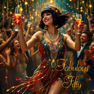 Convite Fabuloso 50 Mulher flapper art déco de 1920