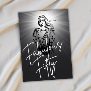 Convite Fabuloso 50 mulheres - Esboço Preto 50º Aniversári