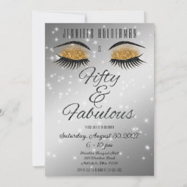 Convite Fabuloso 50 Olhos Dourados de Vidro Preto