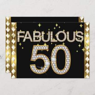 Convite Fabuloso 50 Retro Glamor Quadro Dourado Hollywood