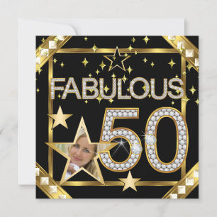 Convite Fabuloso 50 Retro Glamour Hollywood Foto Dourada