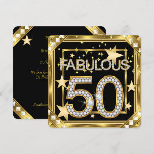 Convite Fabuloso 50 Retro Glamour Hollywood Quadro Dourado