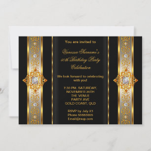 Convite Fabuloso 50 Super Elegante Aniversário Dourado Pre