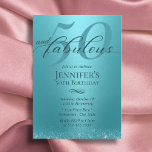 Convite Fabuloso 50 Tipografia Turquesa 50º Aniversário<br><div class="desc">50 e Fabulosa Turquesa 50...  Convites de Aniversário.</div>