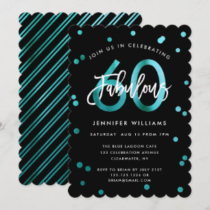 Convite Fabuloso 60º  Aniversário Verde Moderno
