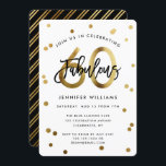 Convite Fabuloso 60º | Festa de aniversário Dourada Elegan<br><div class="desc">Celebre a sua fabulosa 60ª Festa de aniversário com estes convites de festas modernos e elegantes com letras de pincel e dourado falso / design preto. A cor de fundo pode ser alterada em "personalizar mais". Parte da coleção "Fabuloso 60º".</div>