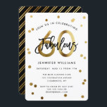 Convite Fabuloso 60º | Festa de aniversário Dourada Elegan<br><div class="desc">Celebre a sua fabulosa 60ª Festa de aniversário com estes convites de festas modernos e elegantes com letras de pincel e dourado falso / design preto. A cor de fundo pode ser alterada em "personalizar mais". Parte da coleção "Fabuloso 60º".</div>
