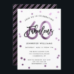 Convite Fabuloso 60º | Festa de aniversário Lilac Roxo Mod<br><div class="desc">Celebre a sua fabulosa 60ª Festa de aniversário com estes convites de festas modernos,  elegantes,  chic com letras de pincel e design preto/roxo lilás. A cor de fundo pode ser alterada em "personalizar mais". Parte da coleção "Fabuloso 60º".</div>