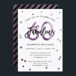 Convite Fabuloso 60º | Festa de aniversário Lilac Roxo Mod<br><div class="desc">Celebre a sua fabulosa 60ª Festa de aniversário com estes convites de festas modernos,  elegantes,  chic com letras de pincel e design preto/roxo lilás. A cor de fundo pode ser alterada em "personalizar mais". Parte da coleção "Fabuloso 60º".</div>