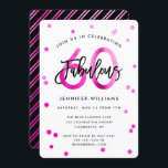 Convite Fabuloso 60º | Festa de aniversário rosa elegante<br><div class="desc">Celebre a sua fabulosa 60ª Festa de aniversário com estes convites de festas modernos,  elegantes,  com letras de pincel e design cor-de-rosa/preto. A cor de fundo pode ser alterada em "personalizar mais". Parte da coleção "Fabuloso 60º".</div>