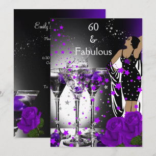 Convite Fabuloso 60 Aniversário de 60 anos Martini de Rosa