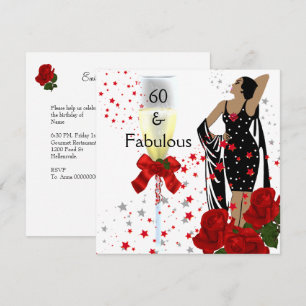 Convite Fabuloso 60 Aniversário Festa Rosas Vermelhas Bran