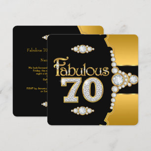 Convite Fabuloso 70 Aniversário de 70 anos Dourado Preto D