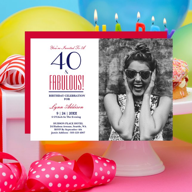 Convite Fabuloso aniversário de 40 anos de Foto 40 (Criador carregado)