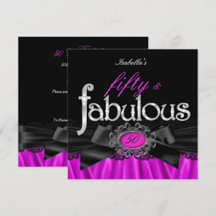 Convite Fabuloso Aniversário de 50 anos com Seda Rosa e Re