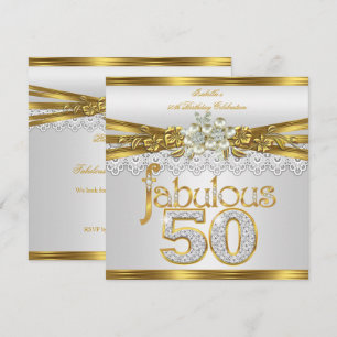Convite Fabuloso Aniversário de 50 anos Pérola Branca com 